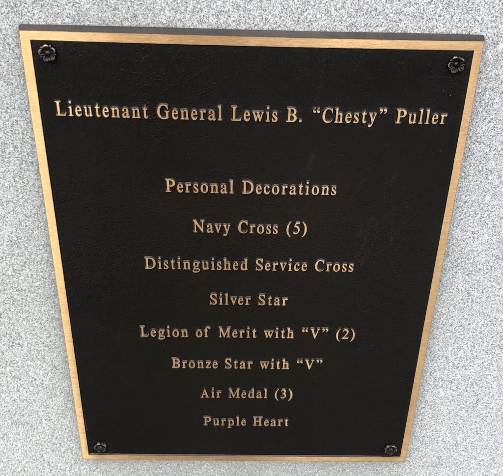 LIEUTENANT GENERAL LEWIS B. “CHESTY” PULLER MEMORIAL PLAQUE B