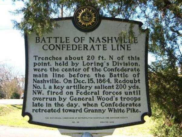 BATTLE OF NASHVILLE CONFEDERATE LINE MEMORIAL MARKER