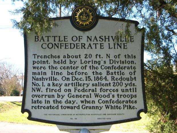 BATTLE OF NASHVILLE CONFEDERATE LINE MEMORIAL MARKER