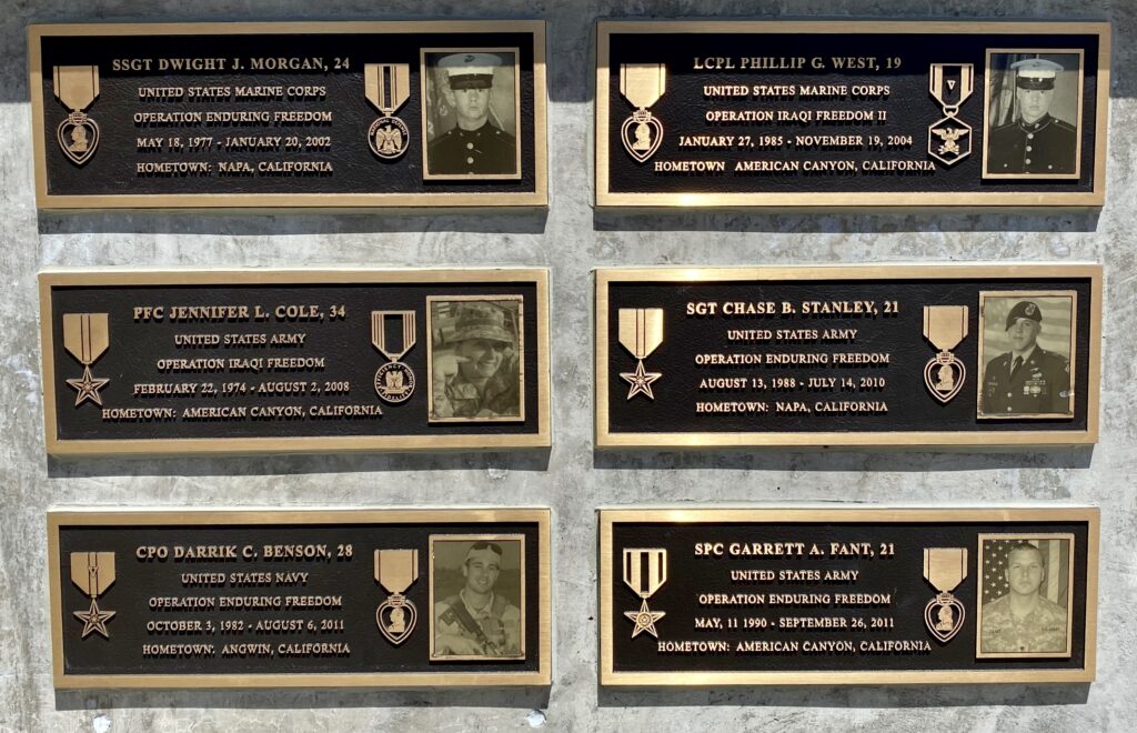 NAPA COUNTY IRAQ AND AFGHANISTAN WAR MEMORIAL PLAQUE
