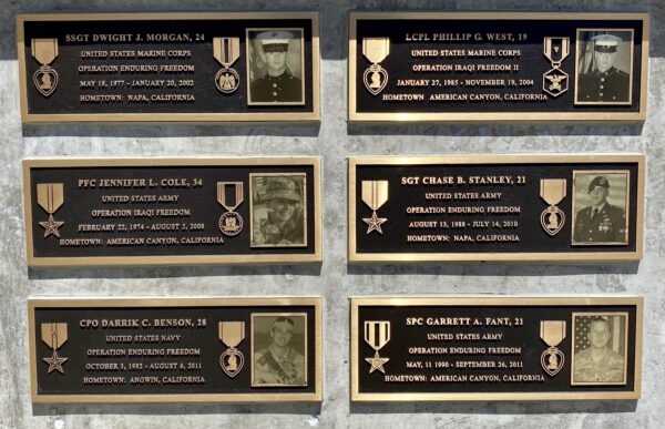 NAPA COUNTY IRAQ AND AFGHANISTAN WAR MEMORIAL PLAQUE