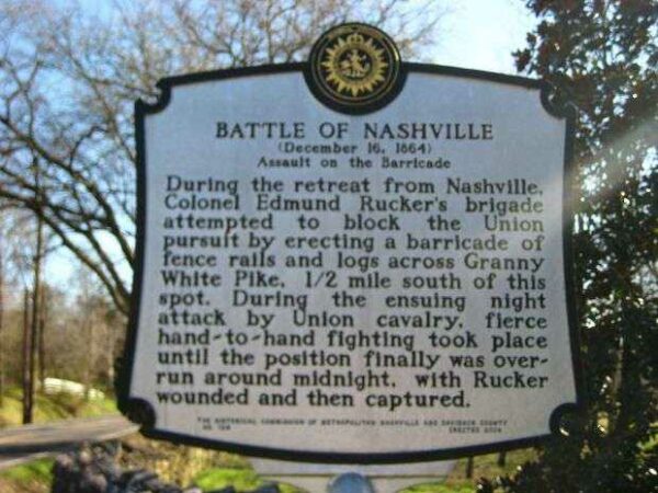 BATTLE OF NASHVILLE ASSAULT ON THE BARRICADE MEMORIAL MARKER