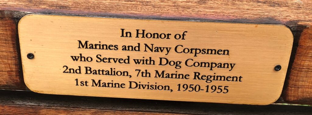 DOG COMPANY, 2ND BATTALION, 7TH MARINE REGIMENT, 1ST MARINE DIVISION MEMORIAL PLAQUE