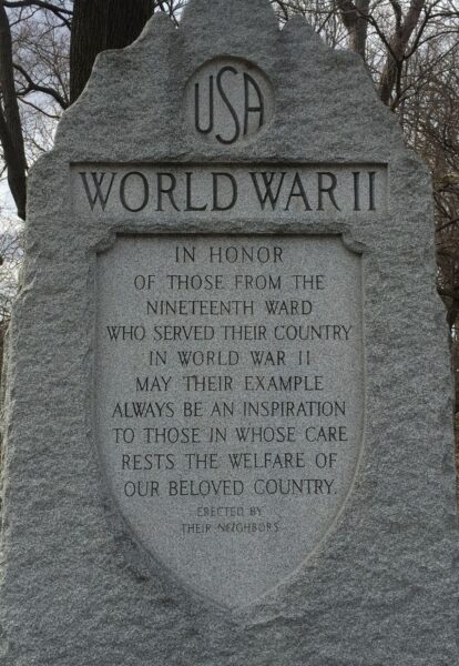 NINETEENTH WARD WORLD WAR II MEMORIAL DEDICATION STONE
