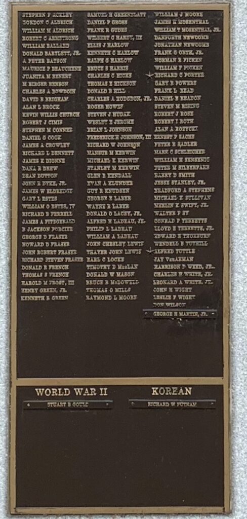 NORWICH VIETNAM WAR VETERANS MEMORIAL PLAQUE