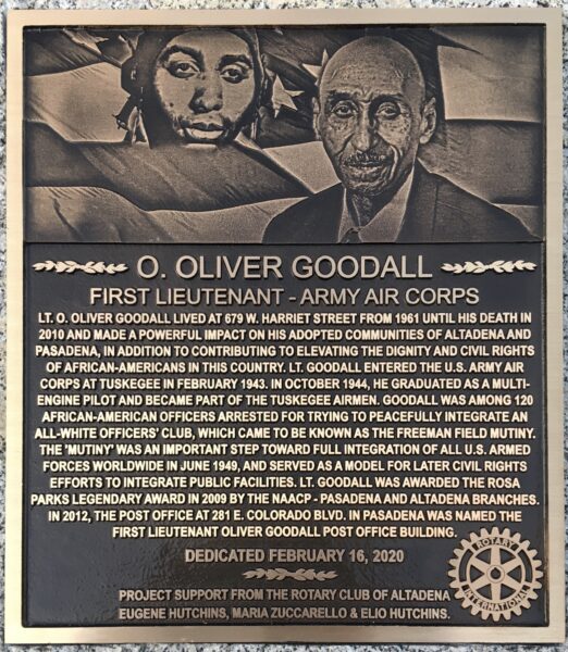 O. OLIVER GOODALL MEMORIAL PLAQUE