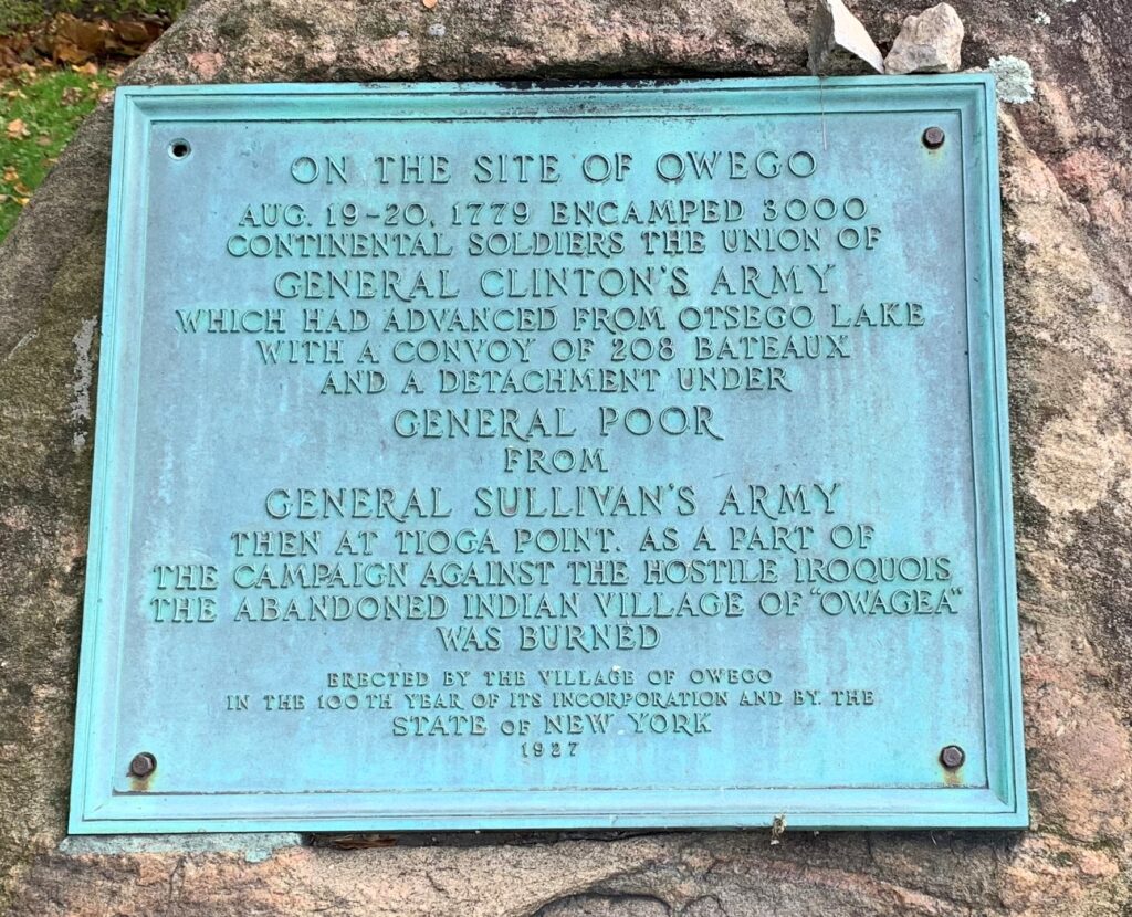 ON THE SITE OF OWEGO WAR MEMORIAL PLAQUE