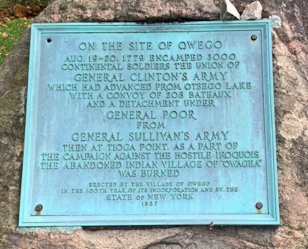 ON THE SITE OF OWEGO WAR MEMORIAL PLAQUE