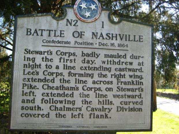 BATTLE OF NASHVILLE CONFEDERATE POSITION MEMORIAL MARKER