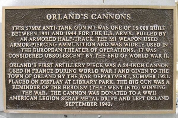 ORLAND’S CANNONS WAR MEMORIAL PLAQUE
