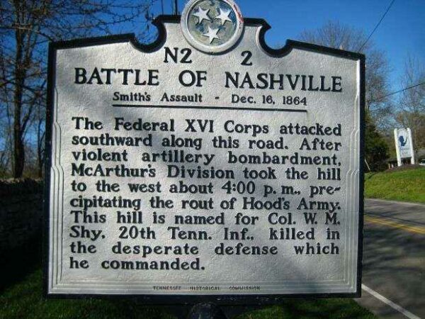 BATTLE OF NASHVILLE SMITH’S ASSAULT MEMORIAL MARKER
