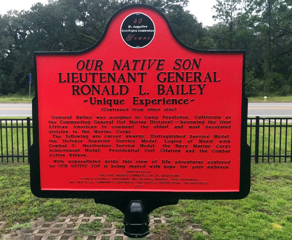 OUR NATIVE SON LIEUTENANT GENERAL ROLAND L. BAILEY MEMORIAL MARKER BACK