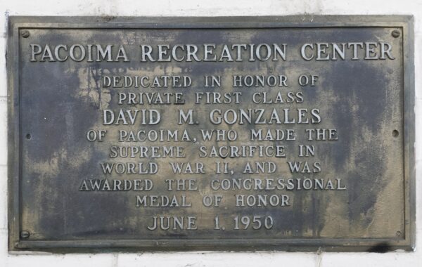 PACOIMA RECREATION CENTER WAR MEMORIAL PLAQUE