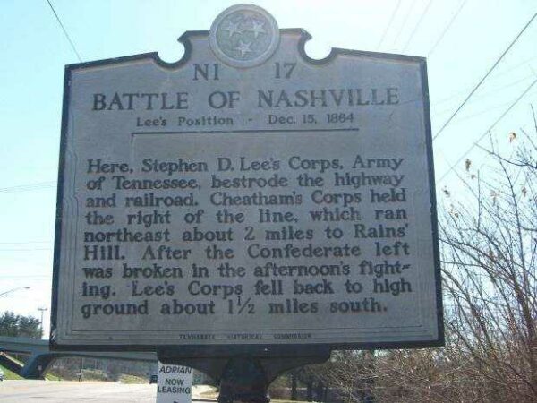 BATTLE OF NASHVILLE LEE’S POSITION MEMORIAL MARKER