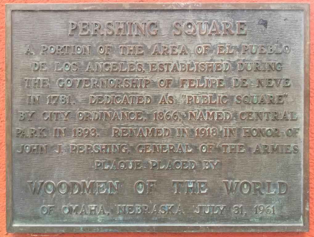 PERSHING SQUARE WAR MEMORIAL PLAQUE