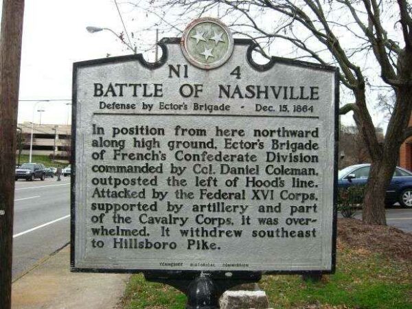 BATTLE OF NASHVILLE ECTOR’S BRIGADE MEMORIAL MARKER