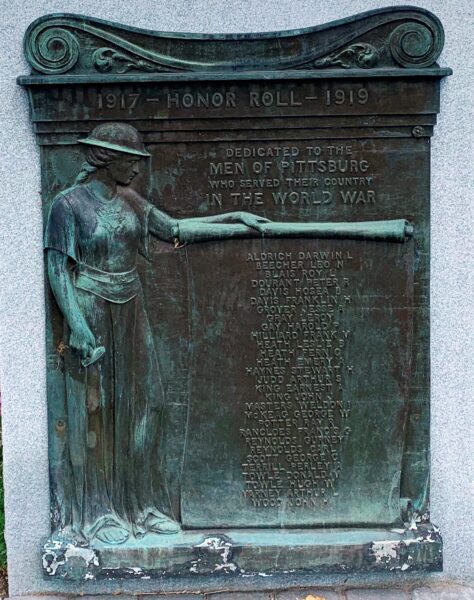 PITTSBURG WORLD WAR HONOR ROLL MEMORIAL PLAQUE