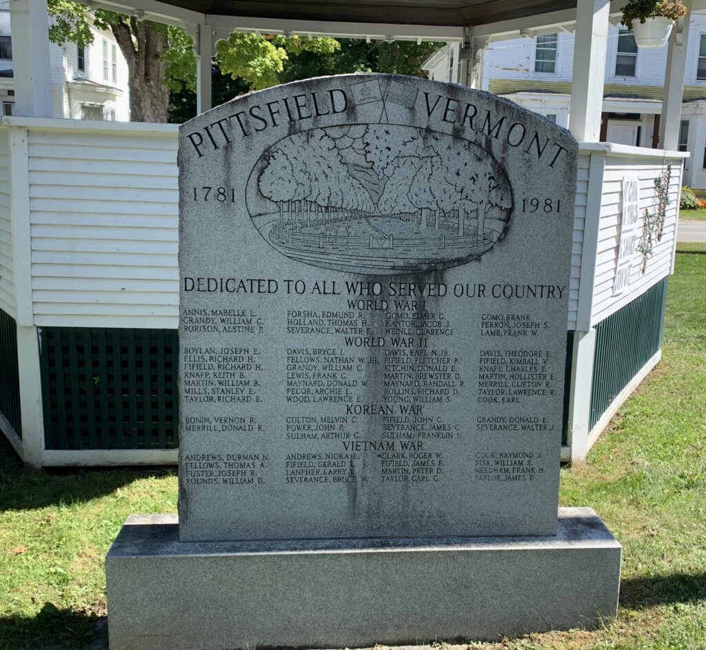PITTSFIELD VERMONT HONOR ROLL MEMORIAL