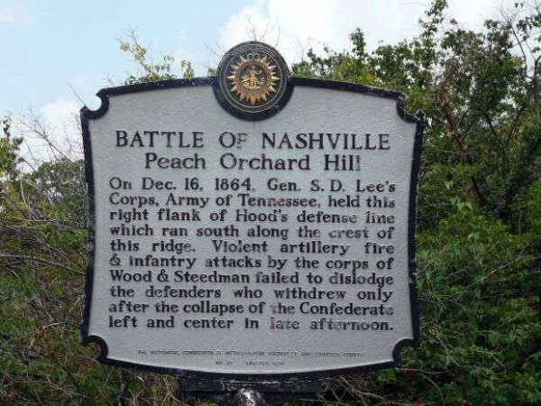 BATTLE OF NASHVILLE PEACH ORCHARD HILL MEMORIAL MARKER