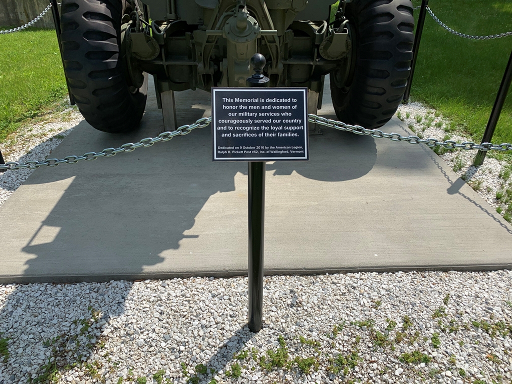 RALPH H. PICKETT VETERANS MEMORIAL PARK CANNON PLAQUE