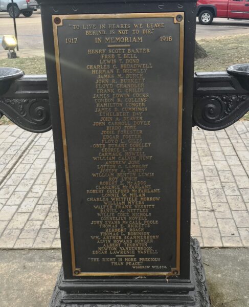 MADISON COUNTY WORLD WAR I MEMORIAL FOUNTAIN PLAQUE D