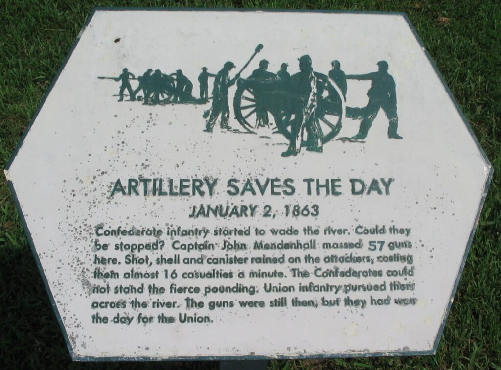 ARTILLERY SAVES THE DAY JANUARY 2, 1863 MEMORIAL PLAQUE