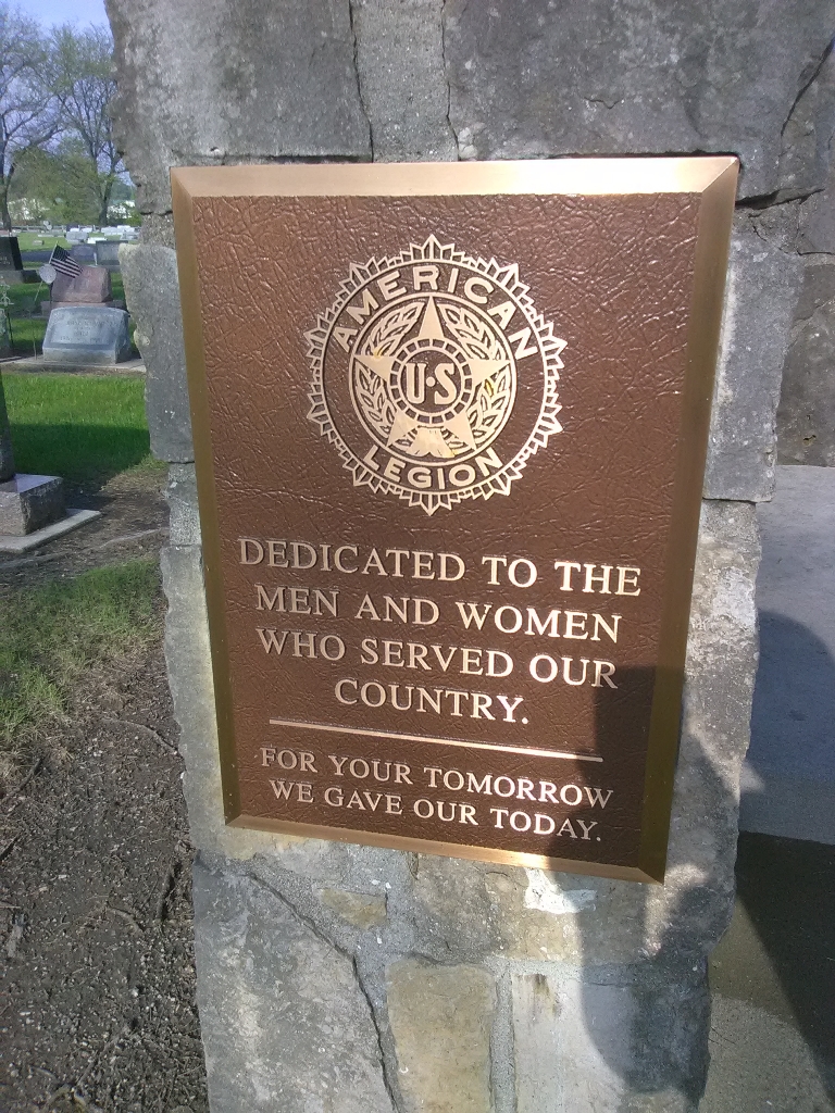 SWANTON TOWNSHIP AMERICAN LEGION VETERANS MEMORIAL FLAGPOLE PLAQUE