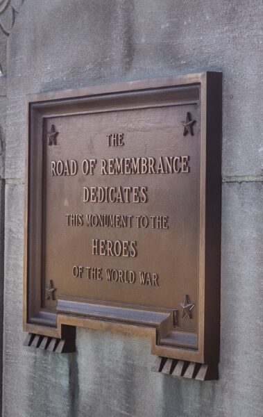 THE ROAD OF REMEMBRANCE MONUMENT FLAGPOLE PLAQUE C