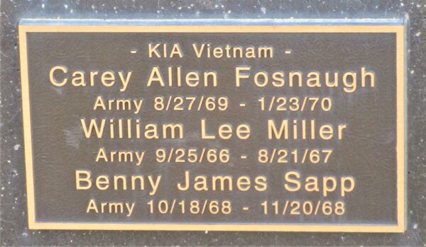 WILLSHIRE VIETNAM WAR VETERANS MEMORIAL PLAQUE