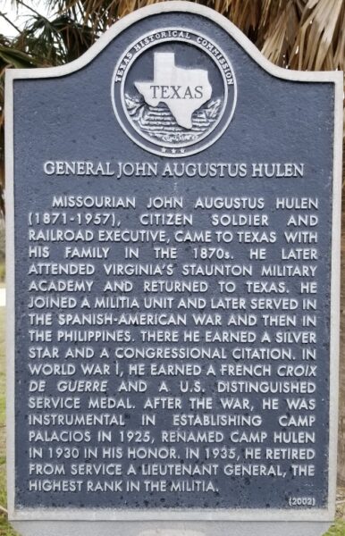 GENERAL JOHN AUGUSTUS HULEN WAR MEMORIAL MARKER