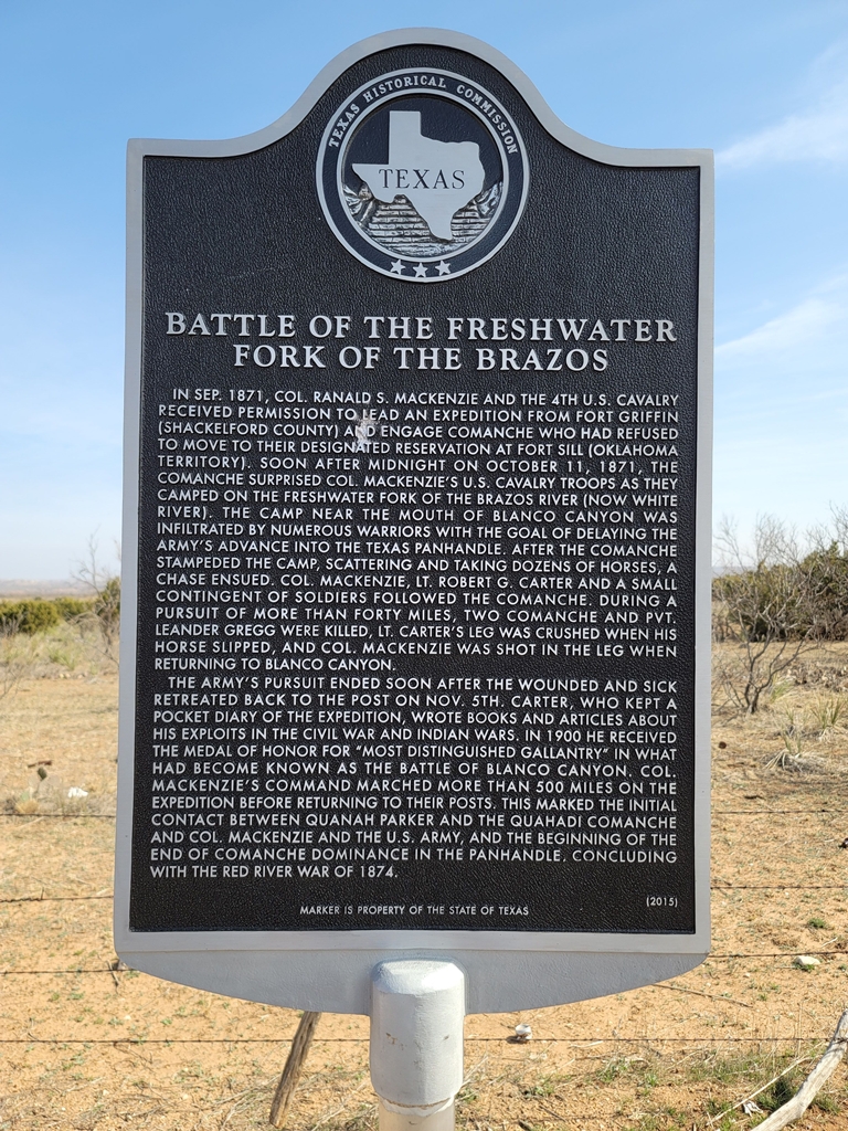 BATTLE OF THE FRESHWATER FORK OF THE BRAZOS MEMORIAL MARKER