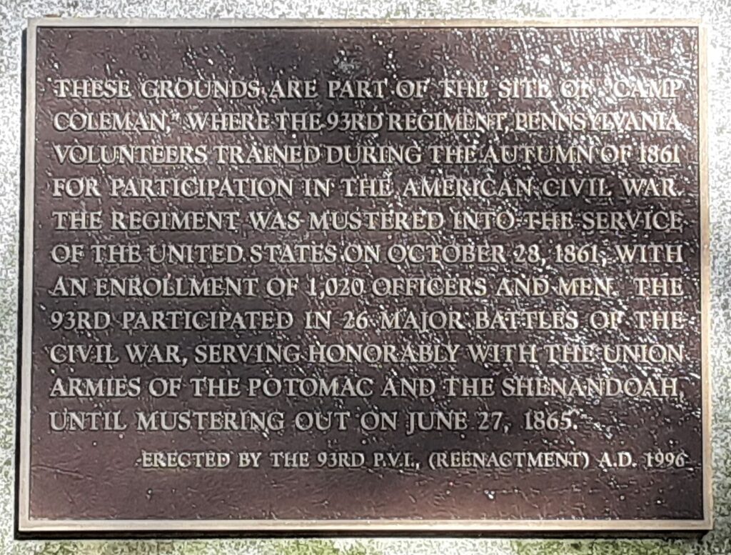 SITE OF “CAMP COLEMAN” WAR MEMORIAL PLAQUE