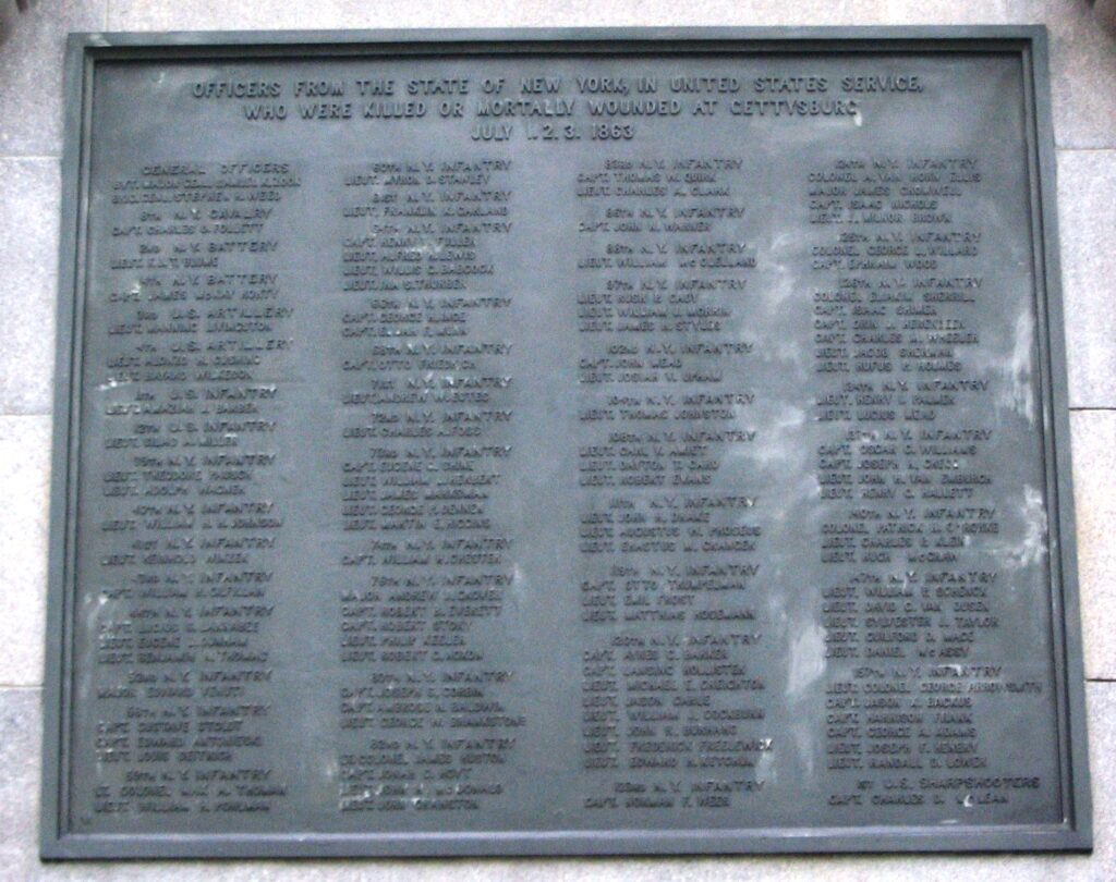 NEW YORK STATE GETTYSBURG WAR MEMORIAL PLAQUE B