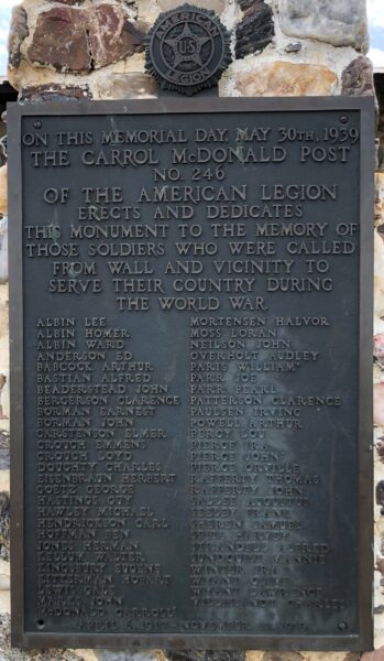THE CARROL MCDONALD POST NO. 246 WORLD WAR MEMORIAL PLAQUE