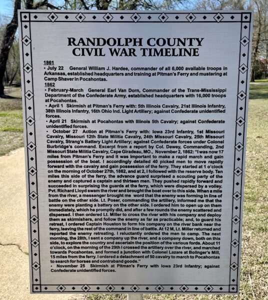 RANDOLPH COUNTY CIVIL WAR TIMELINE MEMORIAL PLAQUE A