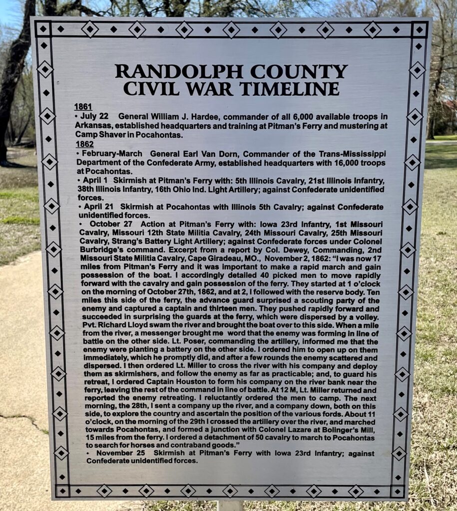 RANDOLPH COUNTY CIVIL WAR TIMELINE MEMORIAL PLAQUE A
