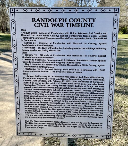 RANDOLPH COUNTY CIVIL WAR TIMELINE MEMORIAL PLAQUE B