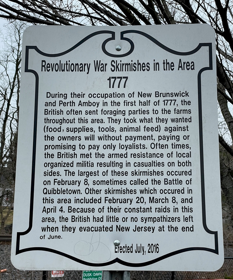 REVOLUTIONARY WAR SKIRMISHES IN THE AREA 1777 MEMORIAL MARKER