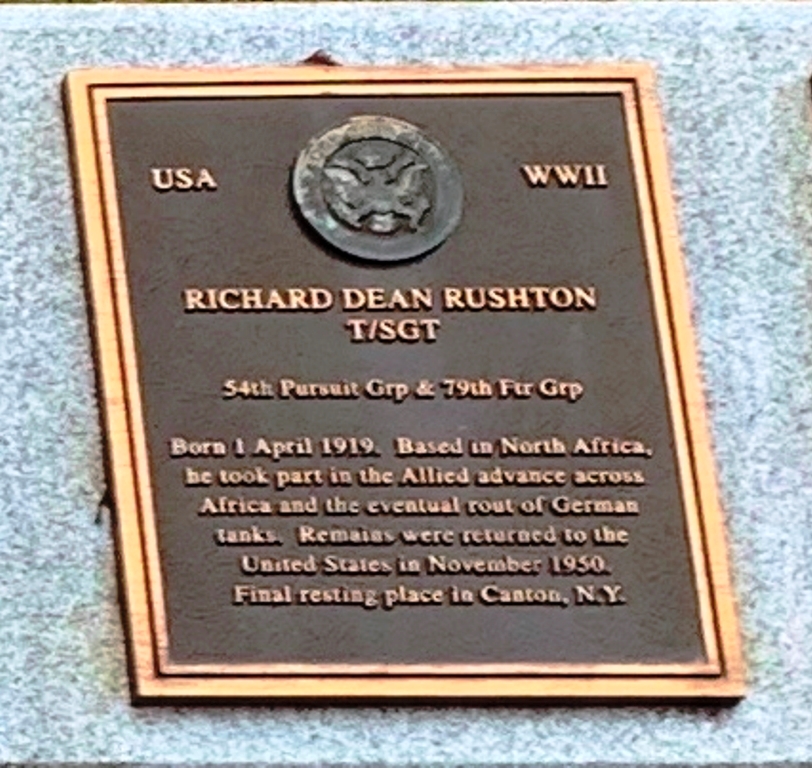 RICHARD DEAN RUSHTON WAR MEMORIAL PLAQUE