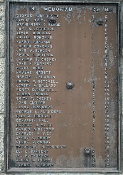 S.C. SMITH POST NO. 57 G.A.R. WAR MEMORIAL PLAQUE B