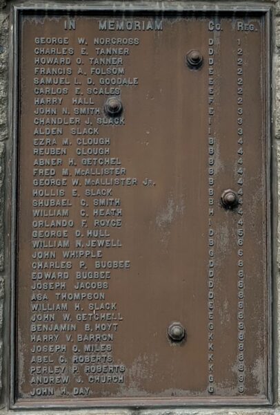 S.C. SMITH POST NO. 57 G.A.R. WAR MEMORIAL PLAQUE C