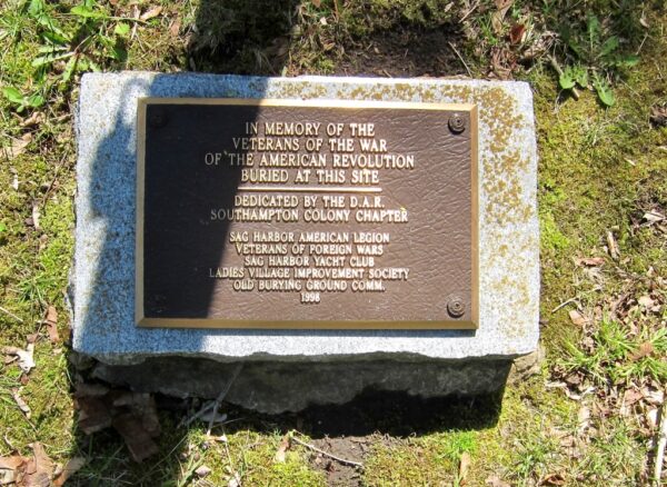 SAG HARBOR VETERANS OF THE WAR OF THE AMERICAN REVOLUTION MEMORIAL PLAQUE