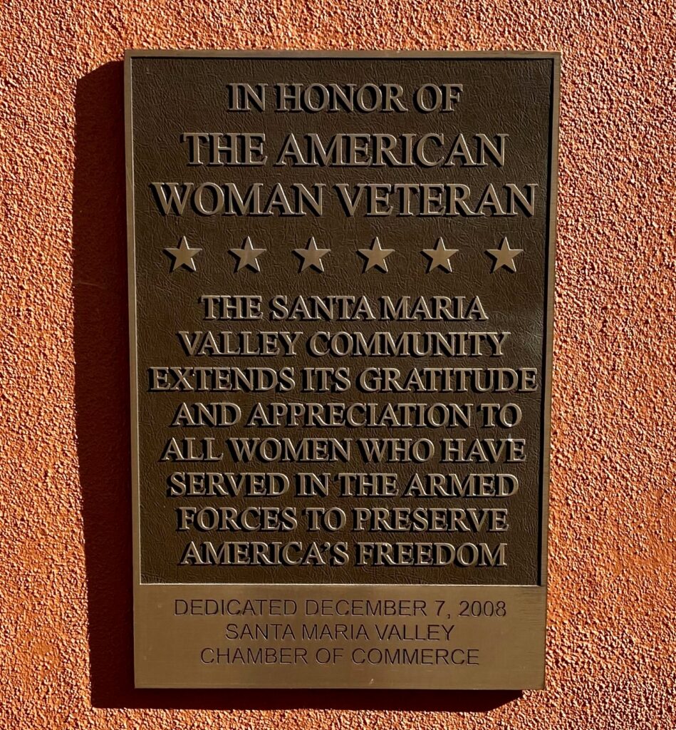 SANTA MARIA VALLEY AMERICAN WOMAN VETERAN MEMORIAL PLAQUE