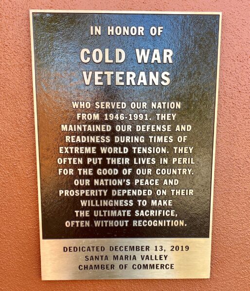 SANTA MARIA VALLEY COLD WAR VETERANS MEMORIAL PLAQUE