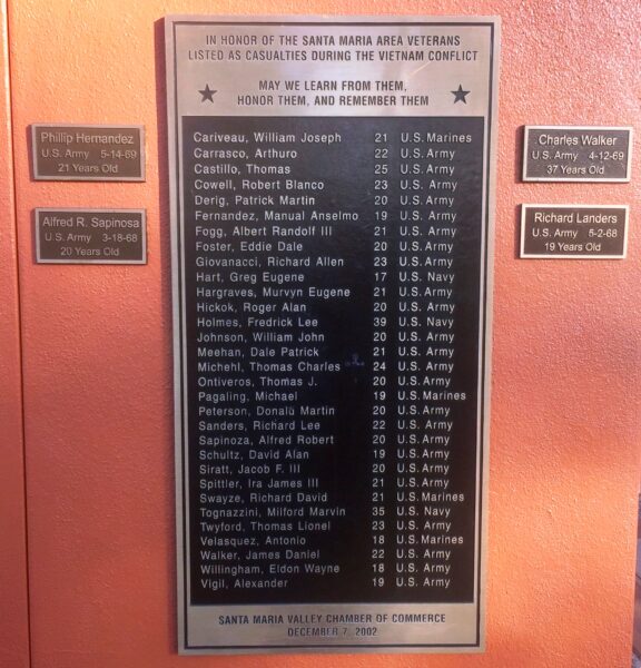 SANTA MARIA VALLEY VIETNAM WAR MEMORIAL PLAQUIE