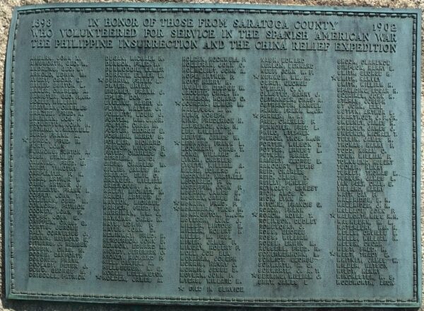 SARATOGA COUNTY SPANISH-AMERICAN WAR MEMORIAL PLAQUE A