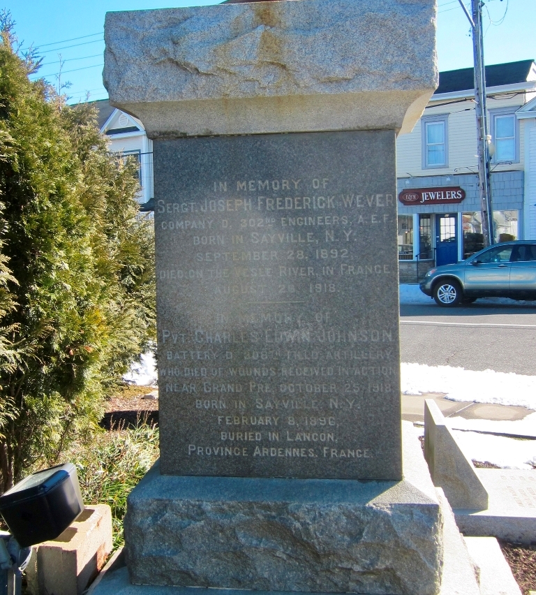 SAYVILLE WAR MEMORIAL COLUMN B