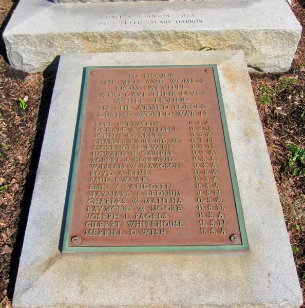 SAYVILLE WAR MEMORIAL PLAQUE