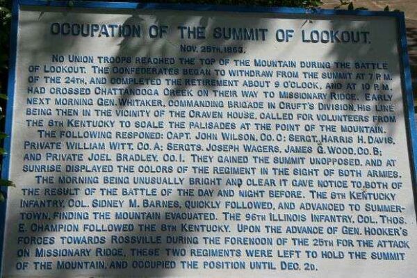OCCUPATION OF THE SUMMIT OF LOOKOUT MEMORIAL PLAQUE