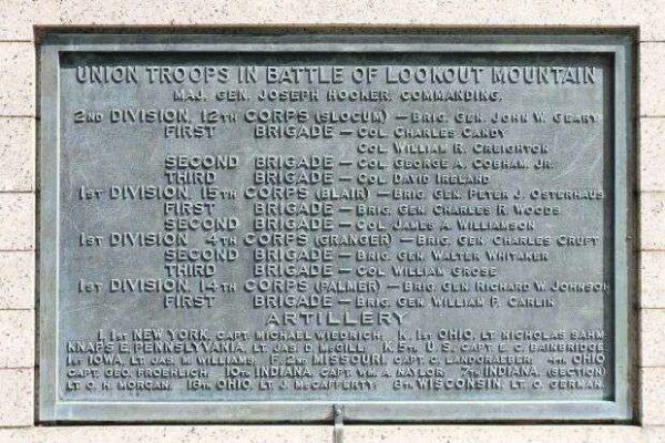 NEW YORK PEACE MONUMENT AT LOOKOUT MOUNTAIN PLAQUE